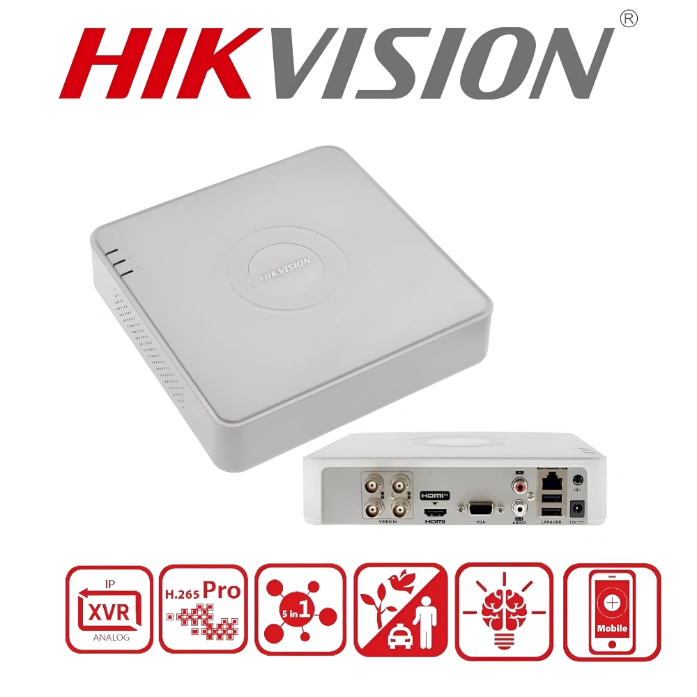 Hikvision Regular AcuSense 4ch 1 SATA H.265+ Pro DVR (7104HQHI-M1/S) view 2